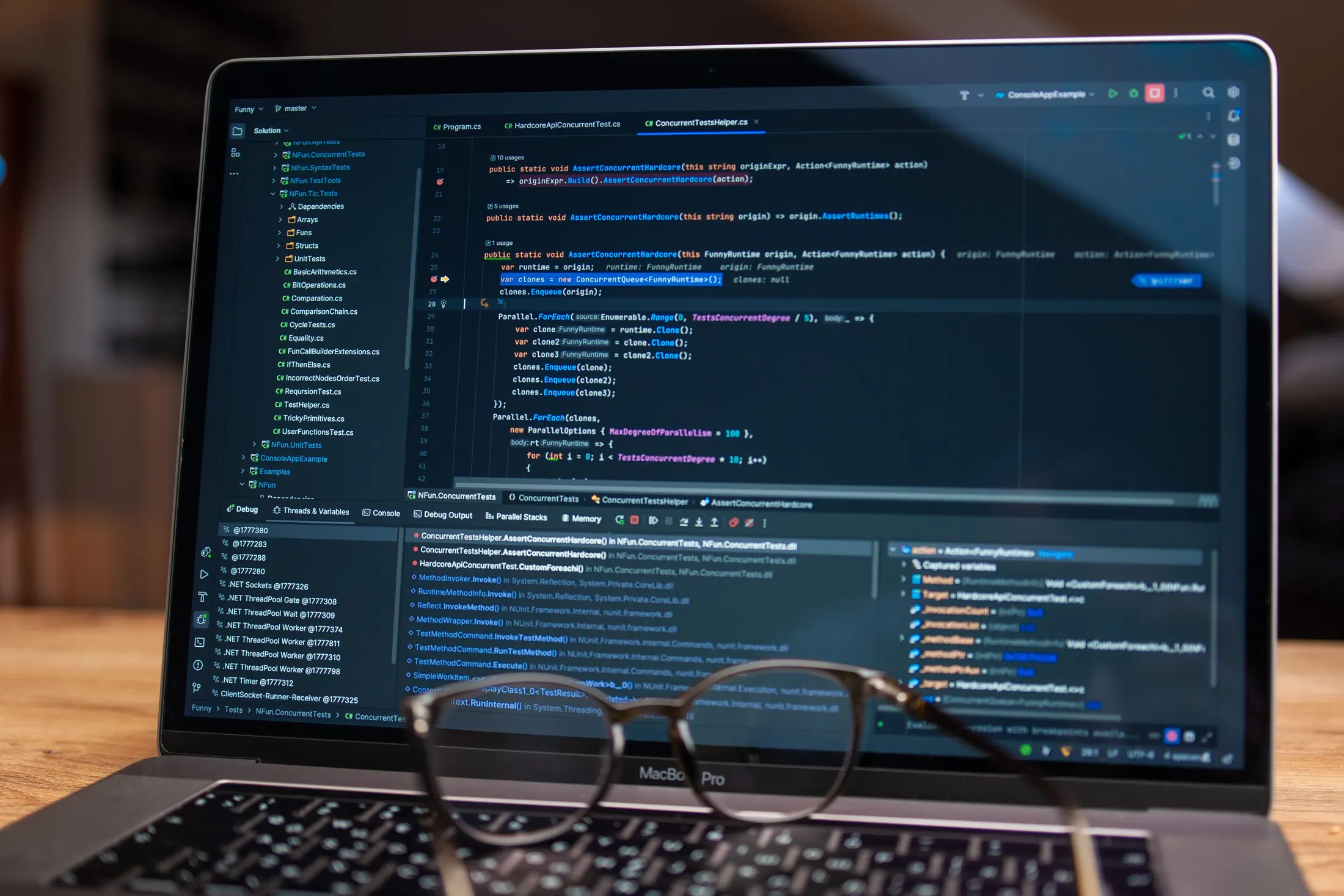 Screen showing code from a project in development