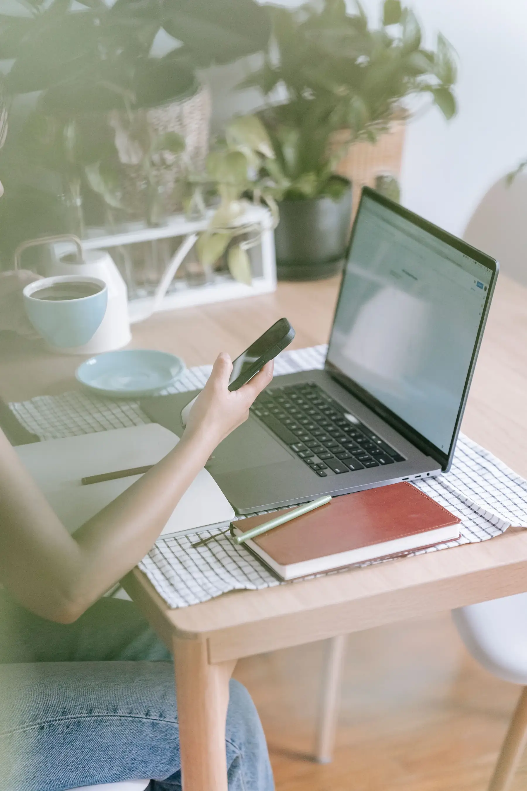 Person reading content on a phone